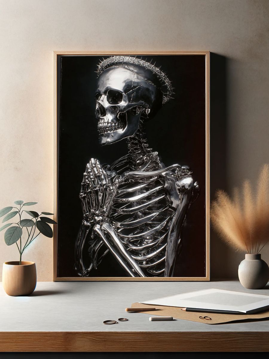 Chrome Skeleton Halo Poster. — room view 2