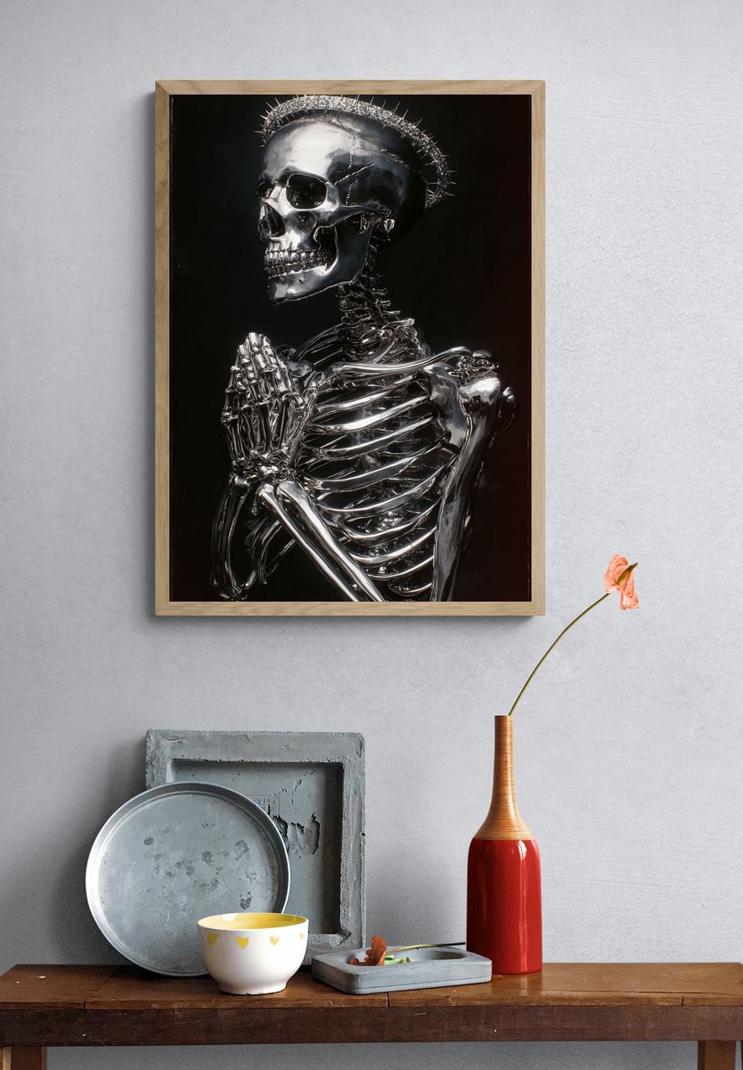 Chrome Skeleton Halo Poster. — room view 3