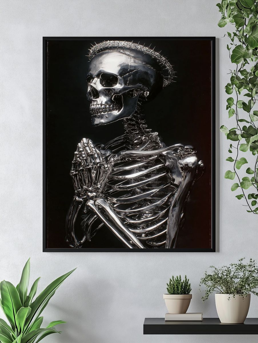 Chrome Skeleton Halo Poster. — room view 4