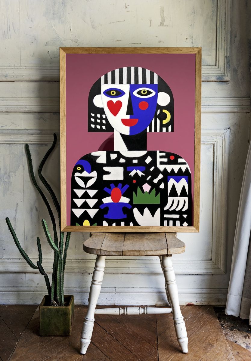 Cubist Face Abstract Poster. room preview