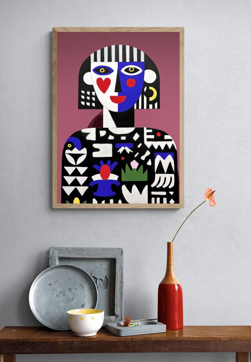Cubist Face Abstract Poster. — room view 3