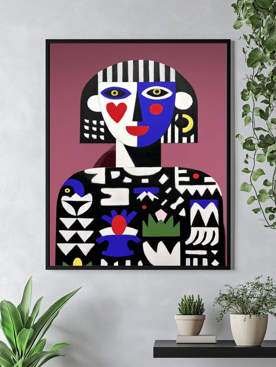 Cubist Face Abstract Poster. — room view 4