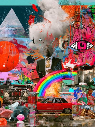 Surreal Neon Collage Poster.