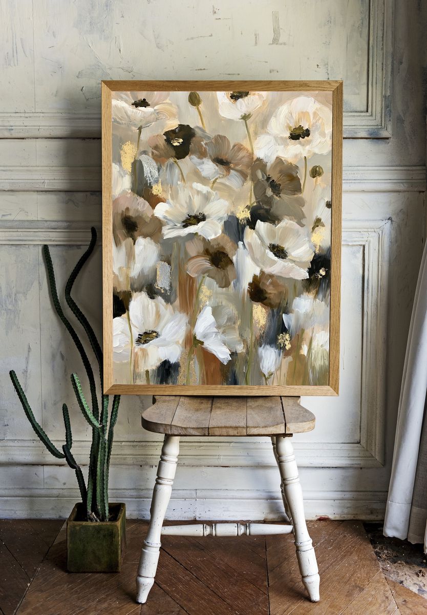 Neutral Floral Abstract Poster. room preview