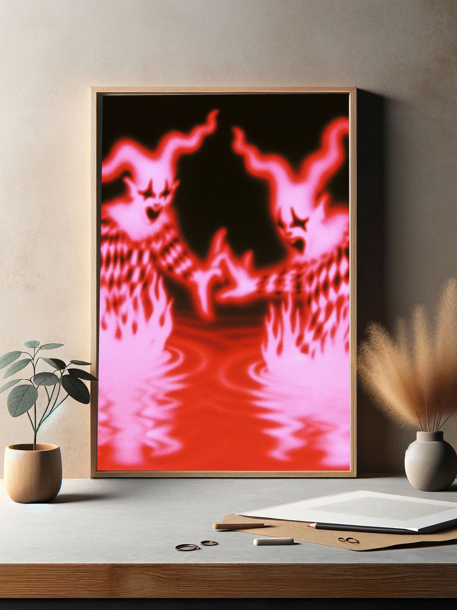 Neon Jester Reflection Print. — room view 2