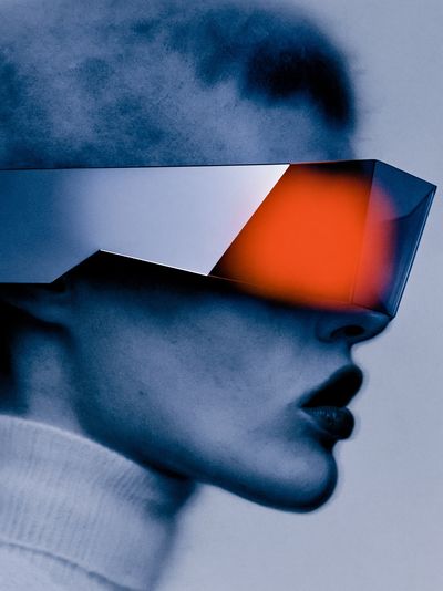 Futuristic Neon Portrait Print. poster