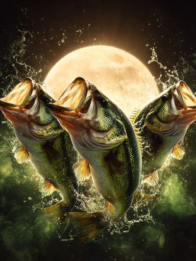 Jumping Bass Fish — Nature Print