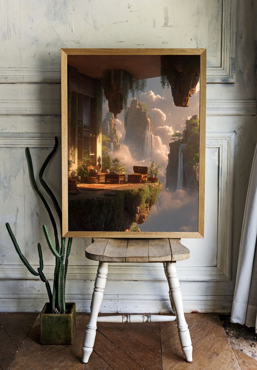 Floating Oasis — Digital Art Print. — room view 1