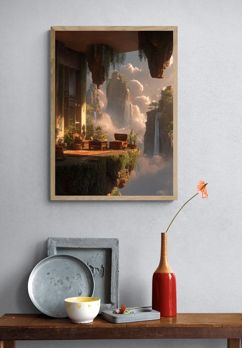 Floating Oasis — Digital Art Print. — room view 3
