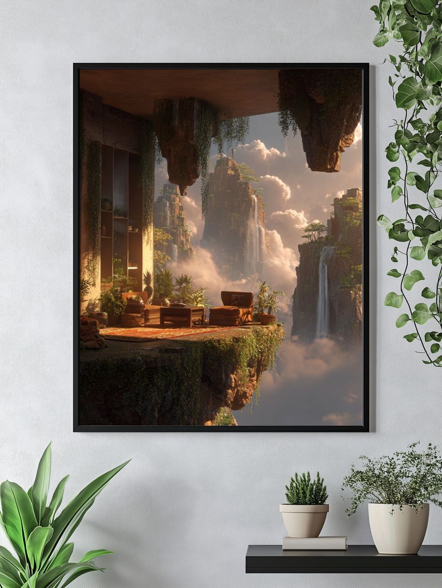 Floating Oasis — Digital Art Print. — room view 4