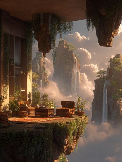 Floating Oasis — Digital Art Print. poster print
