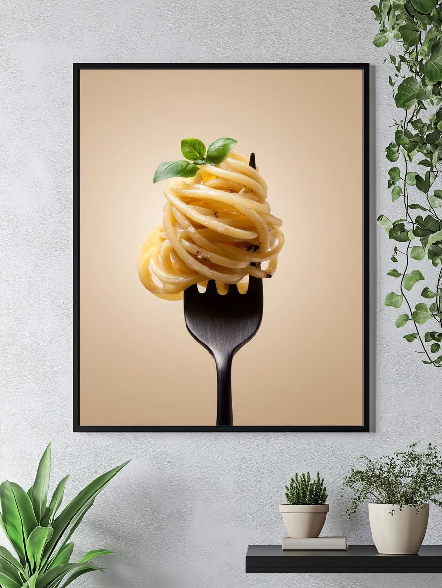 Spaghetti Fork Food Photography Poster. — room view 4