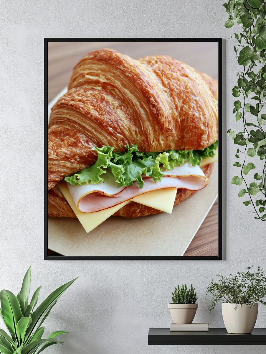 Croissant Sandwich Food Photography Poster. — room view 4