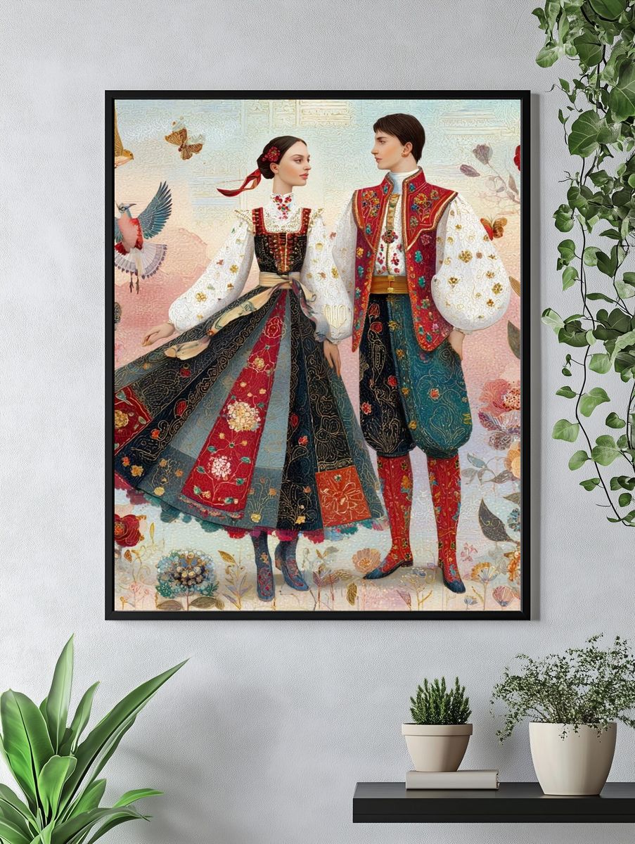Traditional Folk Costume — Illustration Print. — room view 4
