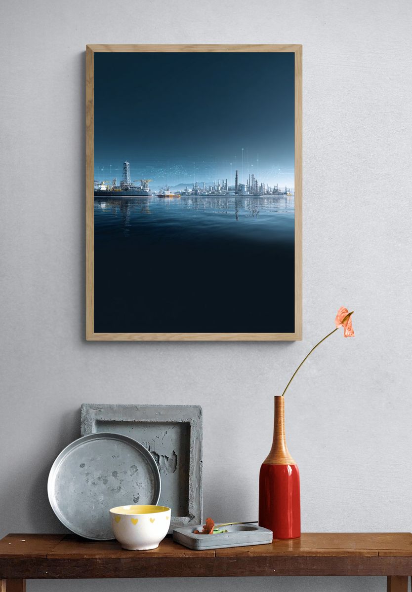 Futuristic Offshore Oil Rig Poster. — room view 3