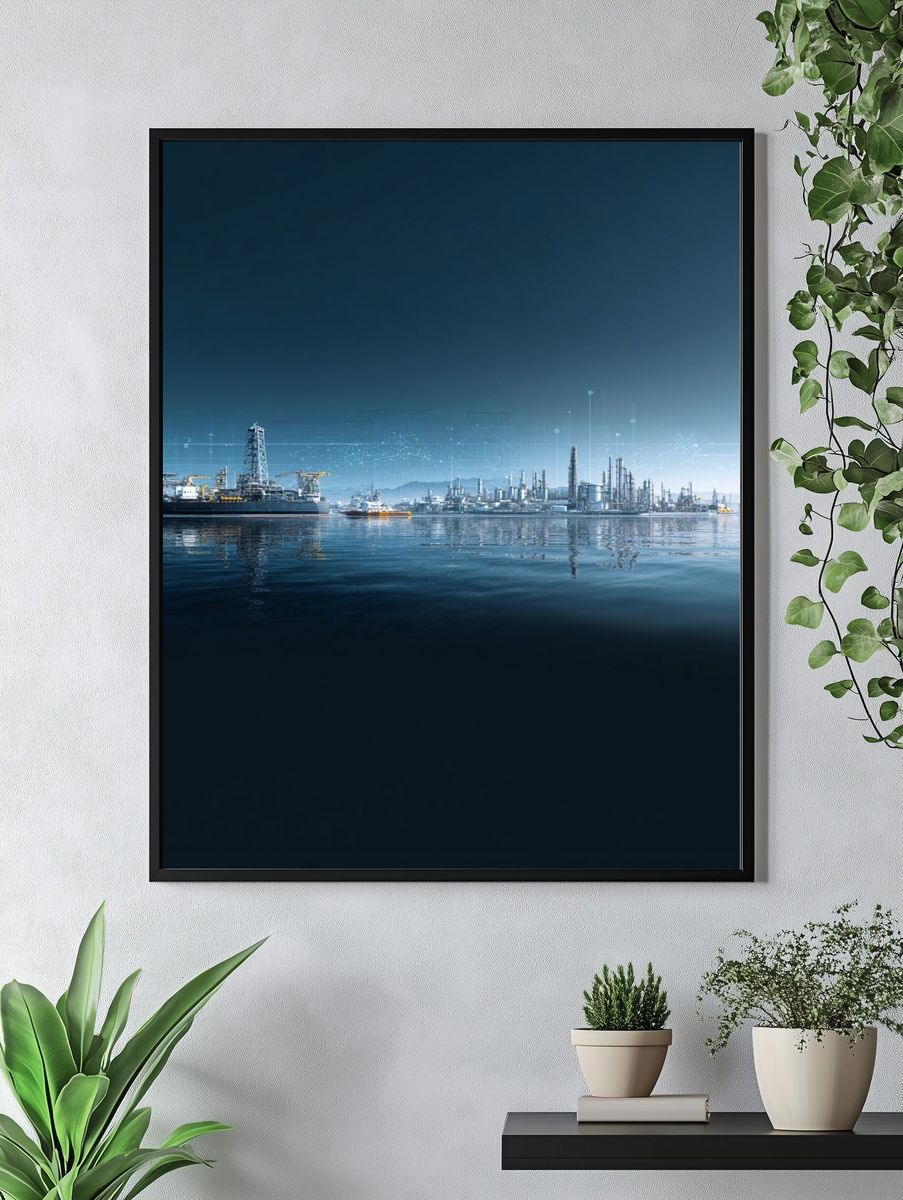 Futuristic Offshore Oil Rig Poster. — room view 4
