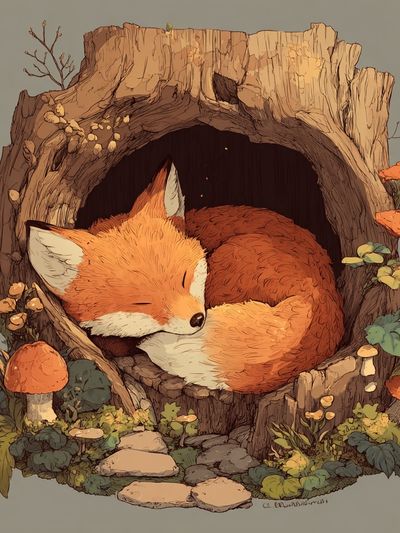 Sleeping Fox — Illustration Print. poster print