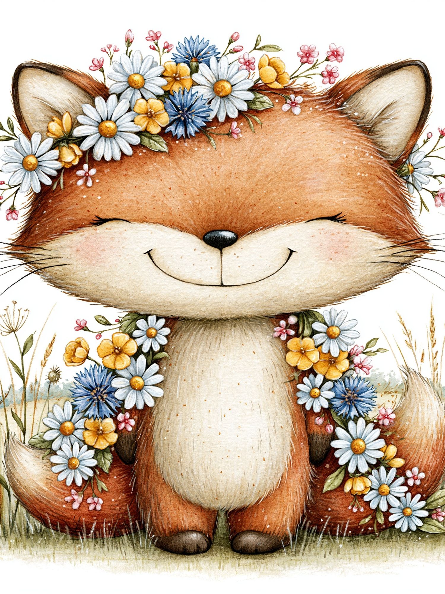 Floral Fox Watercolor Poster. poster — animals art