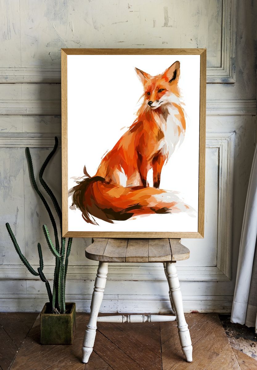 Fox Watercolor Poster. room preview