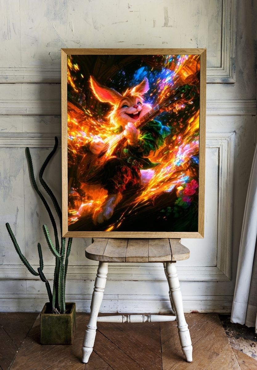 Enchanted Fox Digital Art Poster. — room view 1