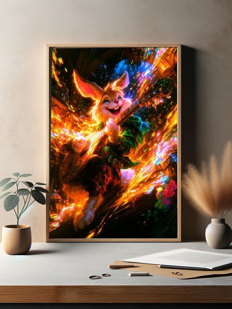 Enchanted Fox Digital Art Poster. — room view 2