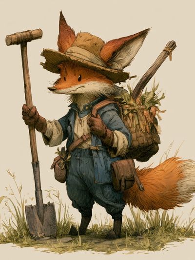 Fox Gardener Illustration Poster. poster