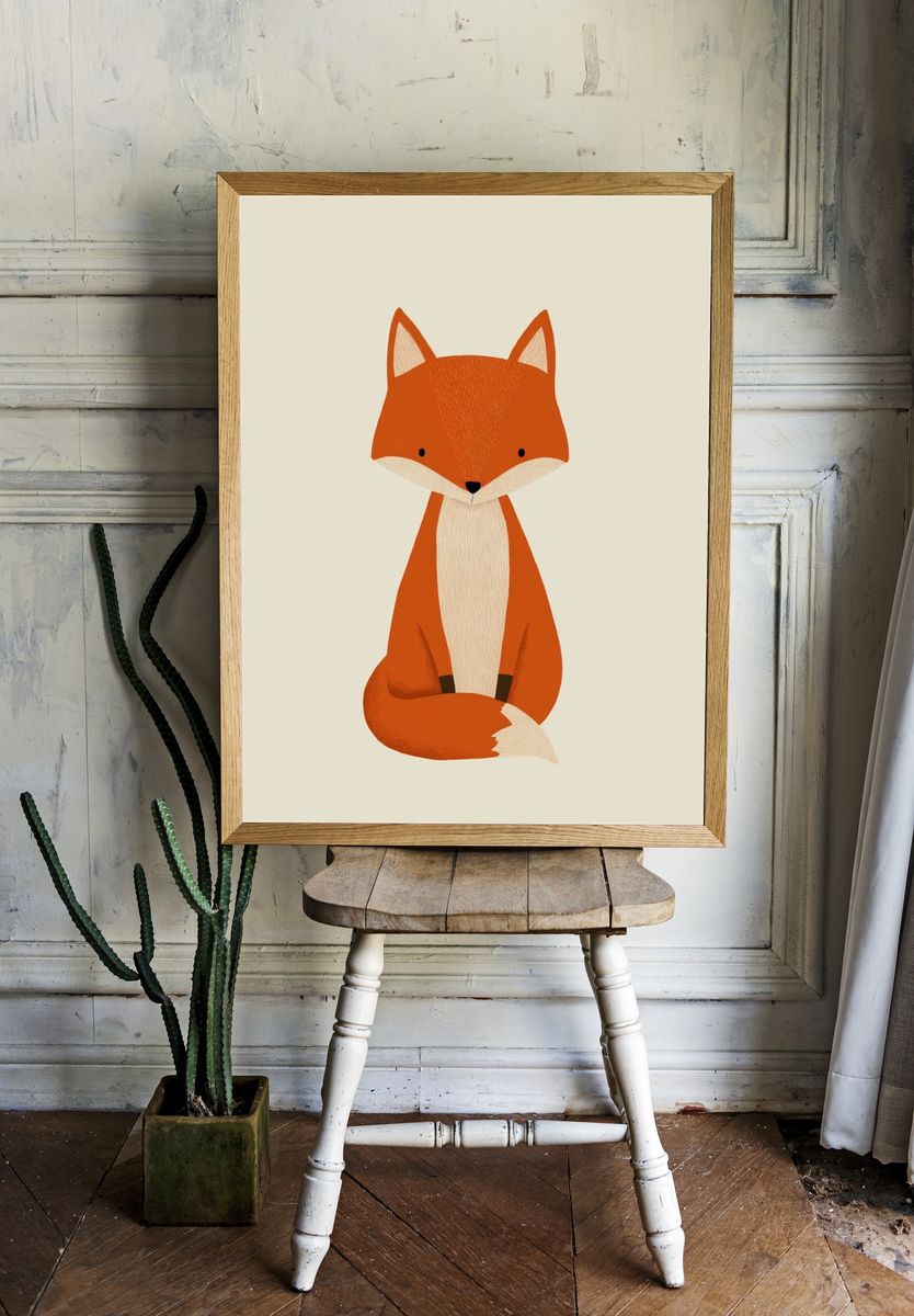 Cute Fox Illustration Poster. — room view 1
