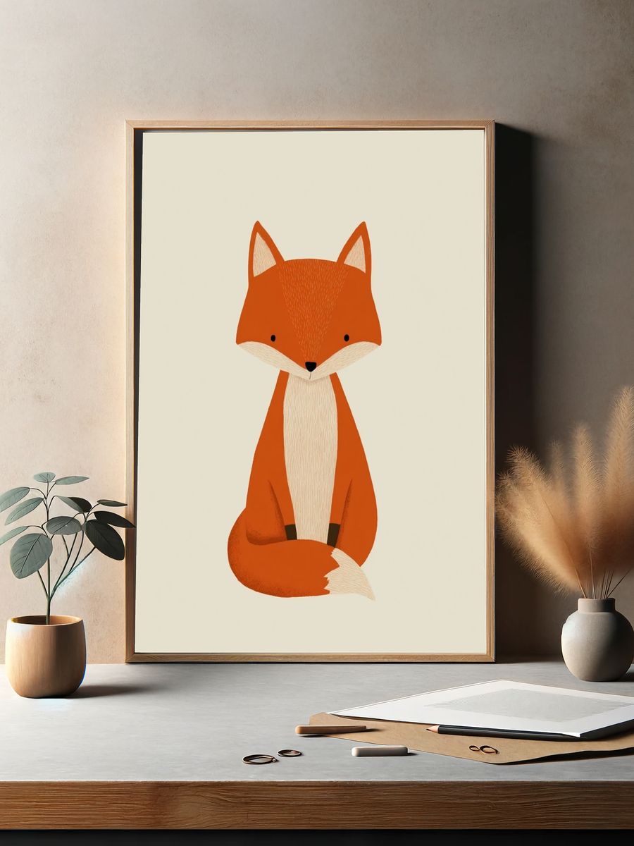 Cute Fox Illustration Poster. — room view 2