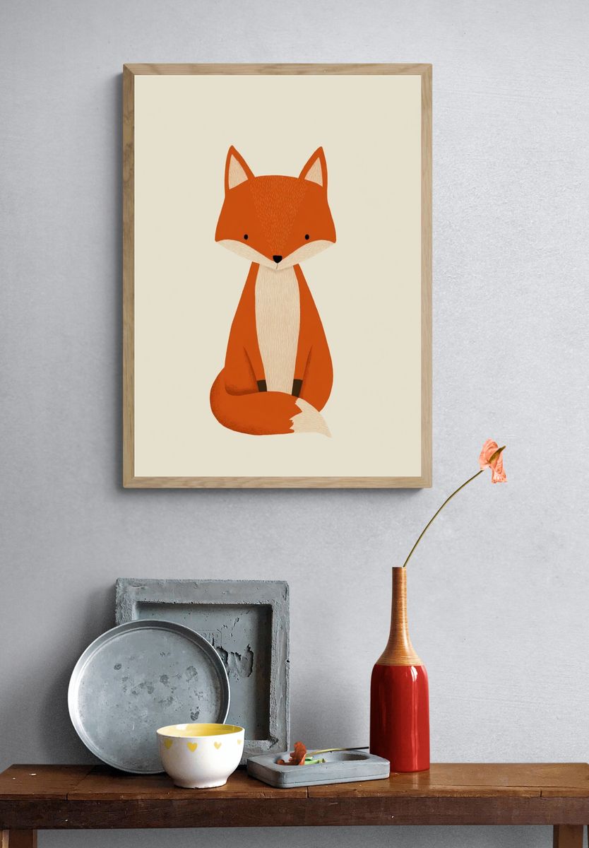 Cute Fox Illustration Poster. — room view 3