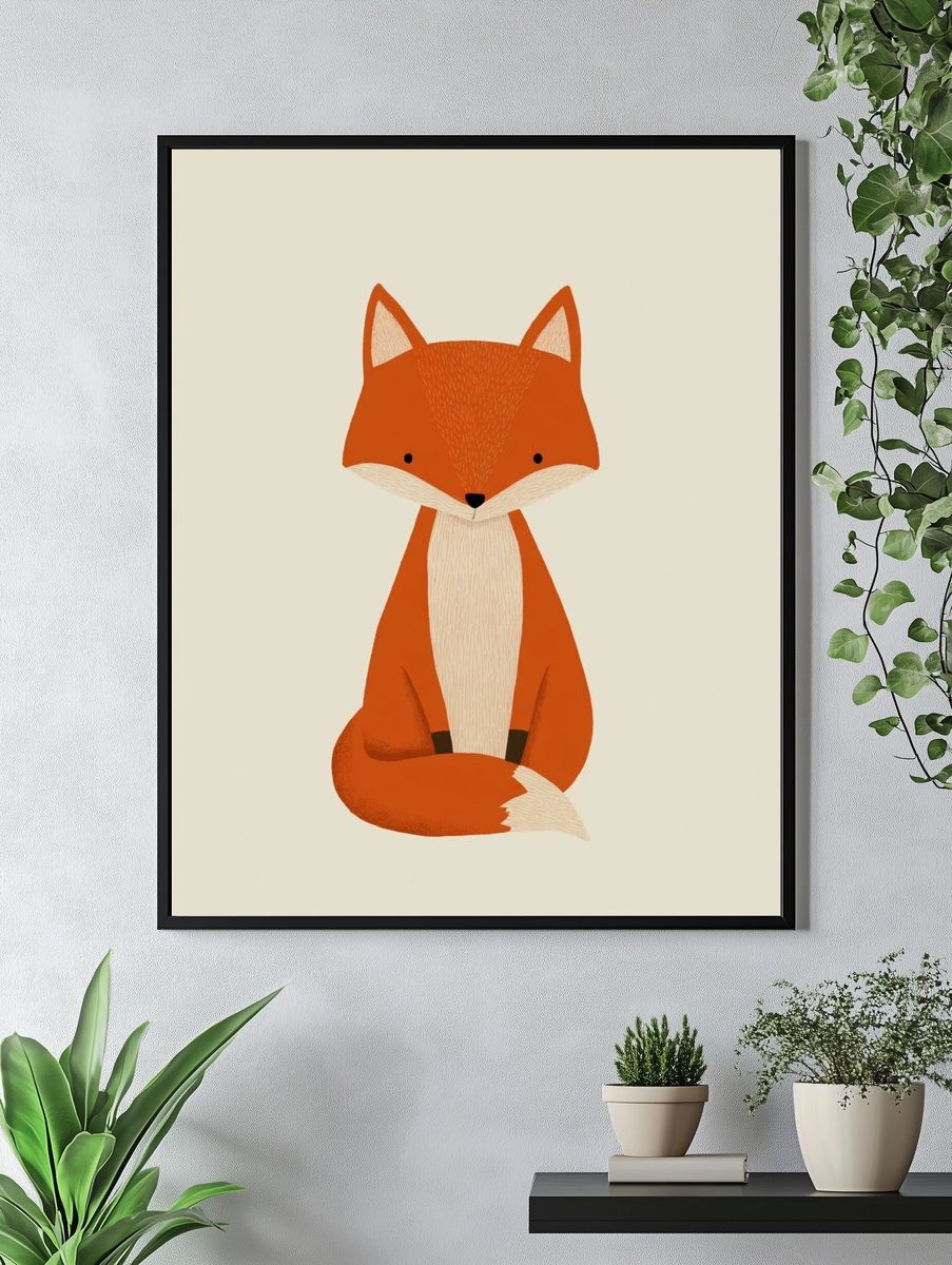 Cute Fox Illustration Poster. — room view 4