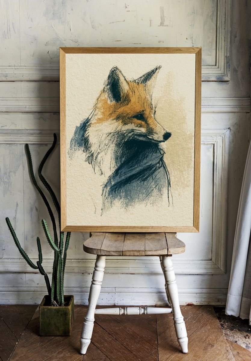 Fox Portrait Illustration Poster. room preview