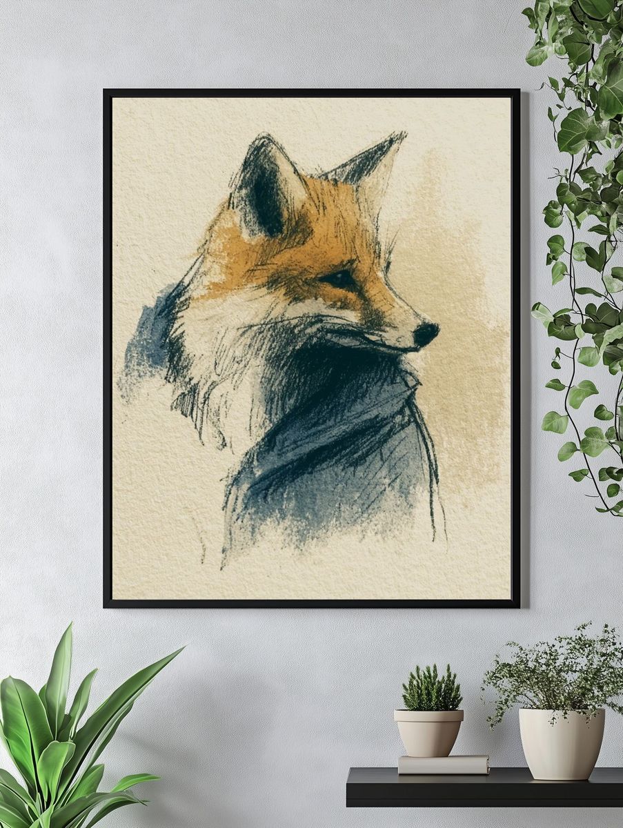 Fox Portrait Illustration Poster. — room view 4