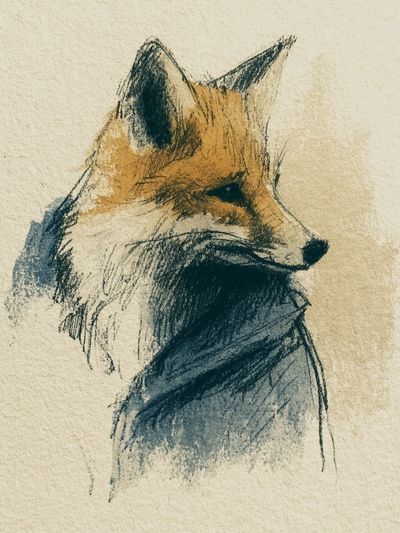 Fox Portrait Illustration Poster.