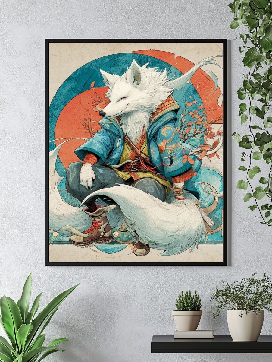 Mythical Fox Warrior — Illustration Print. — room view 4