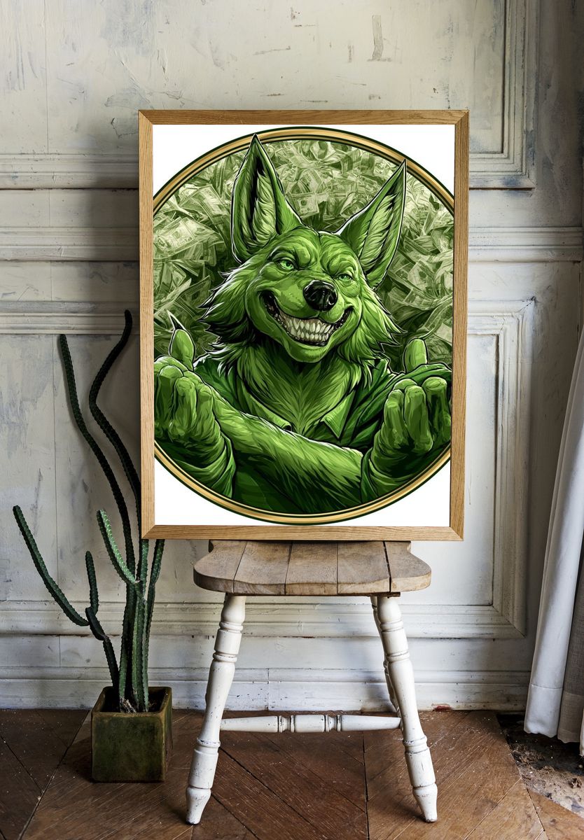 Green Fox Illustration Poster. room preview