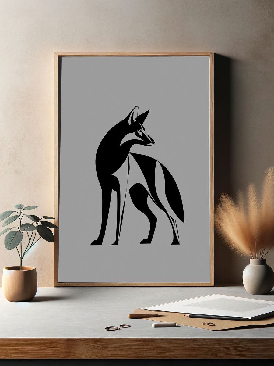 Geometric Fox Minimalist Poster. — room view 2