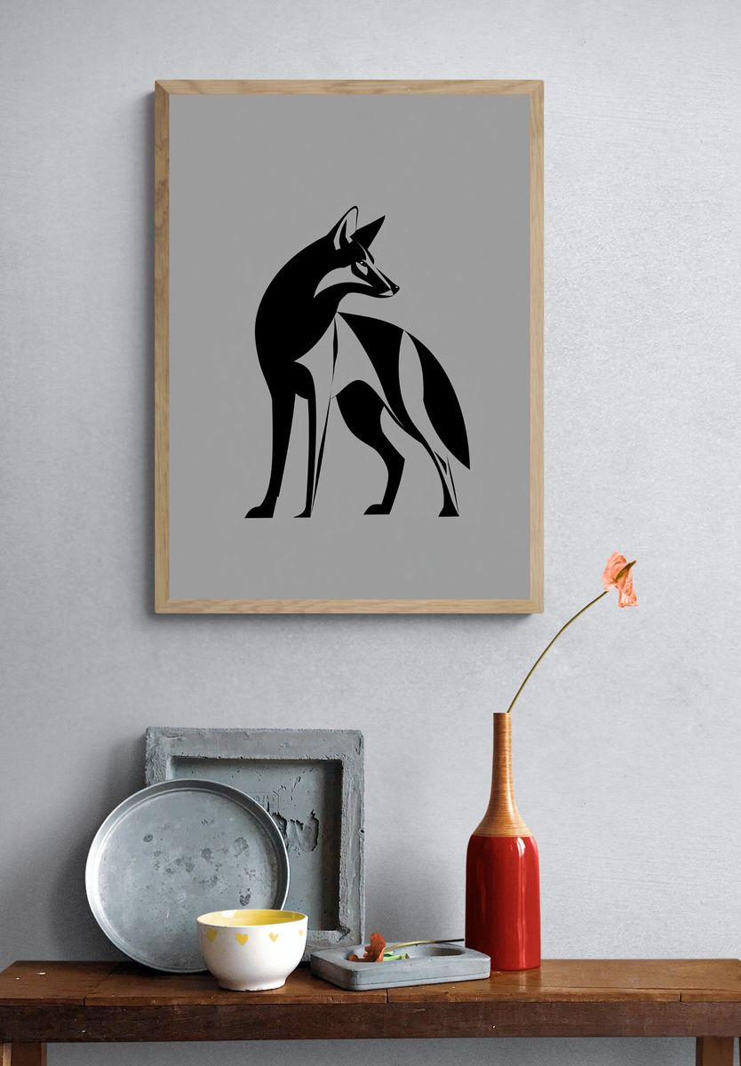Geometric Fox Minimalist Poster. — room view 3
