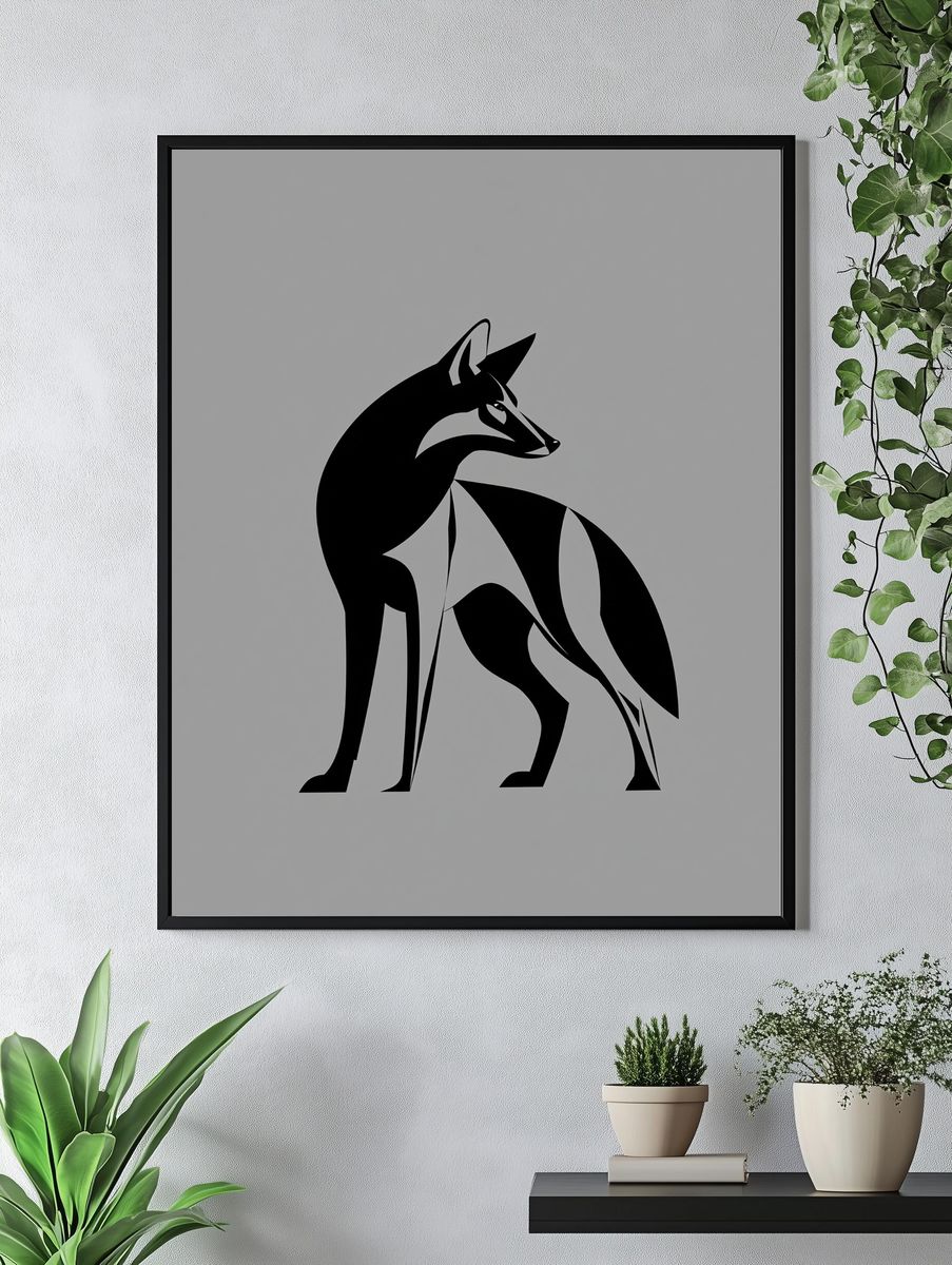 Geometric Fox Minimalist Poster. — room view 4