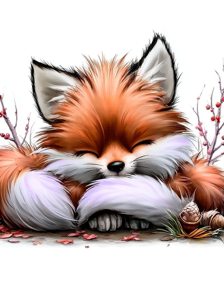 Sleeping Fox Illustration Poster. poster — animals art