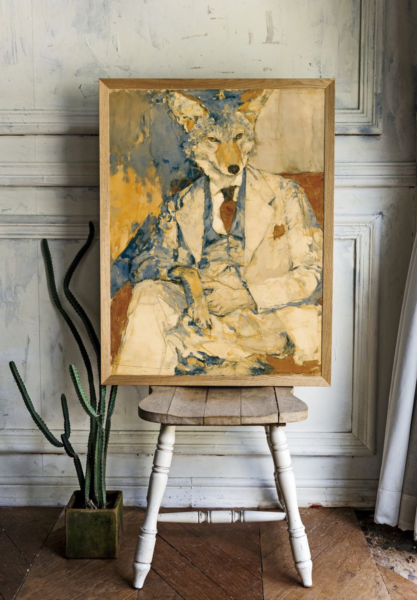 Fox in Suit Illustration Poster. room preview