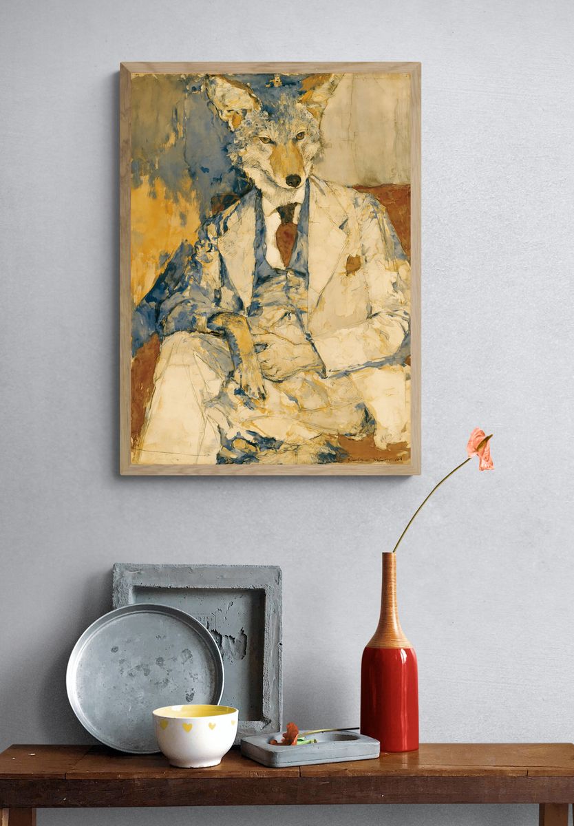 Fox in Suit Illustration Poster. — room view 3