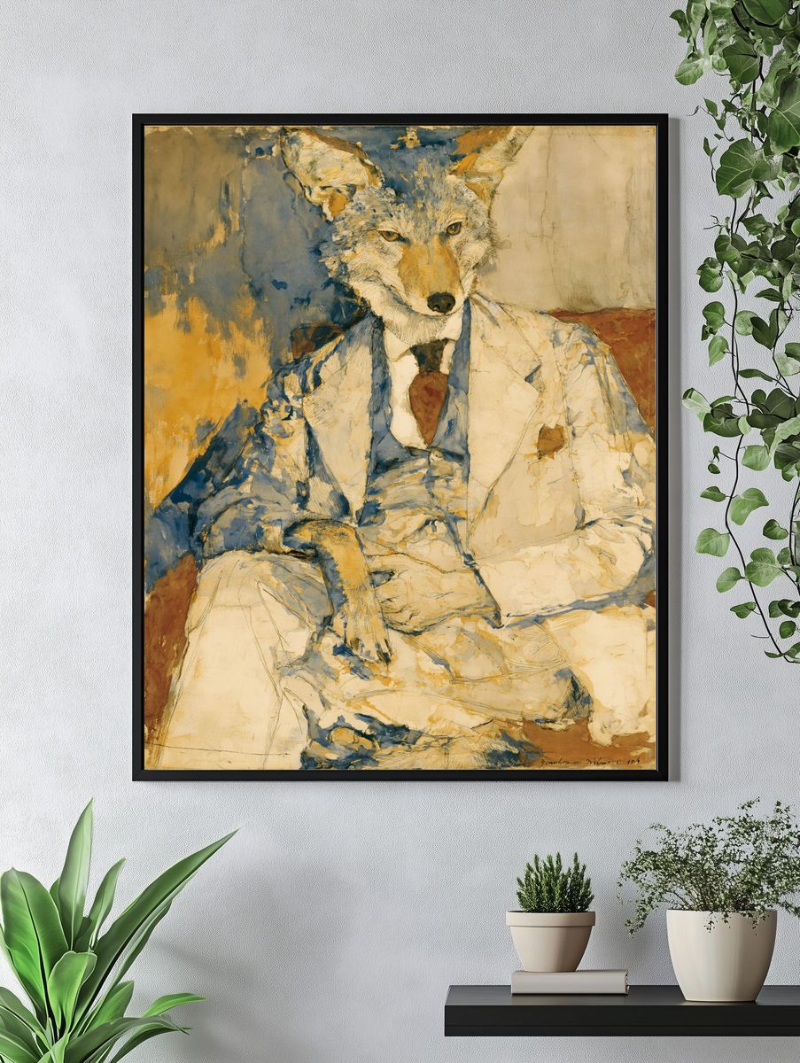 Fox in Suit Illustration Poster. — room view 4