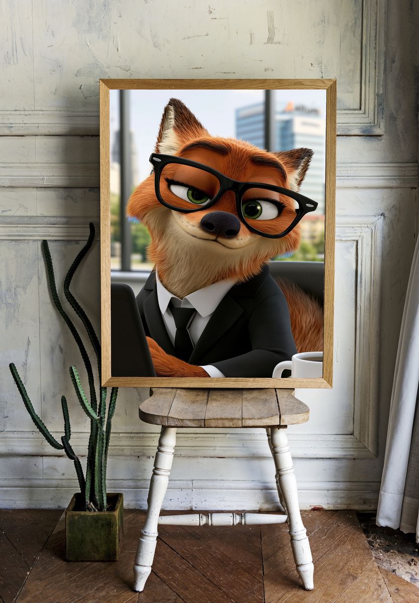 Business Fox Portrait Poster. room preview