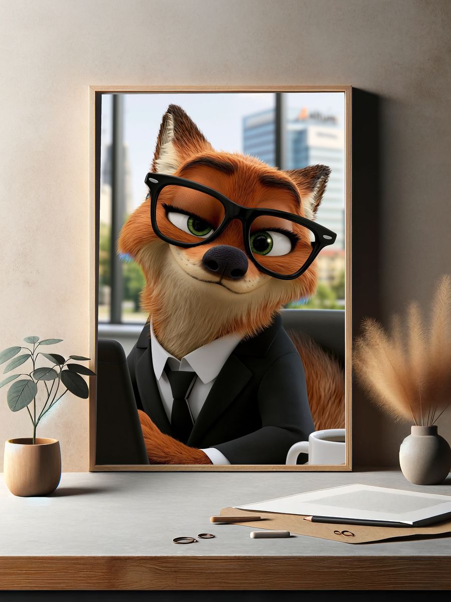 Business Fox Portrait Poster. — room view 2