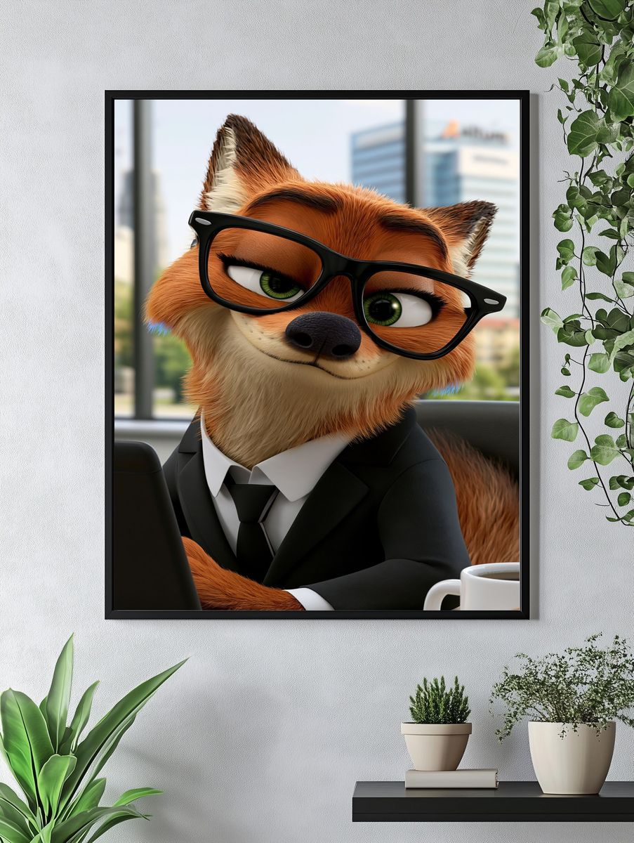 Business Fox Portrait Poster. — room view 4
