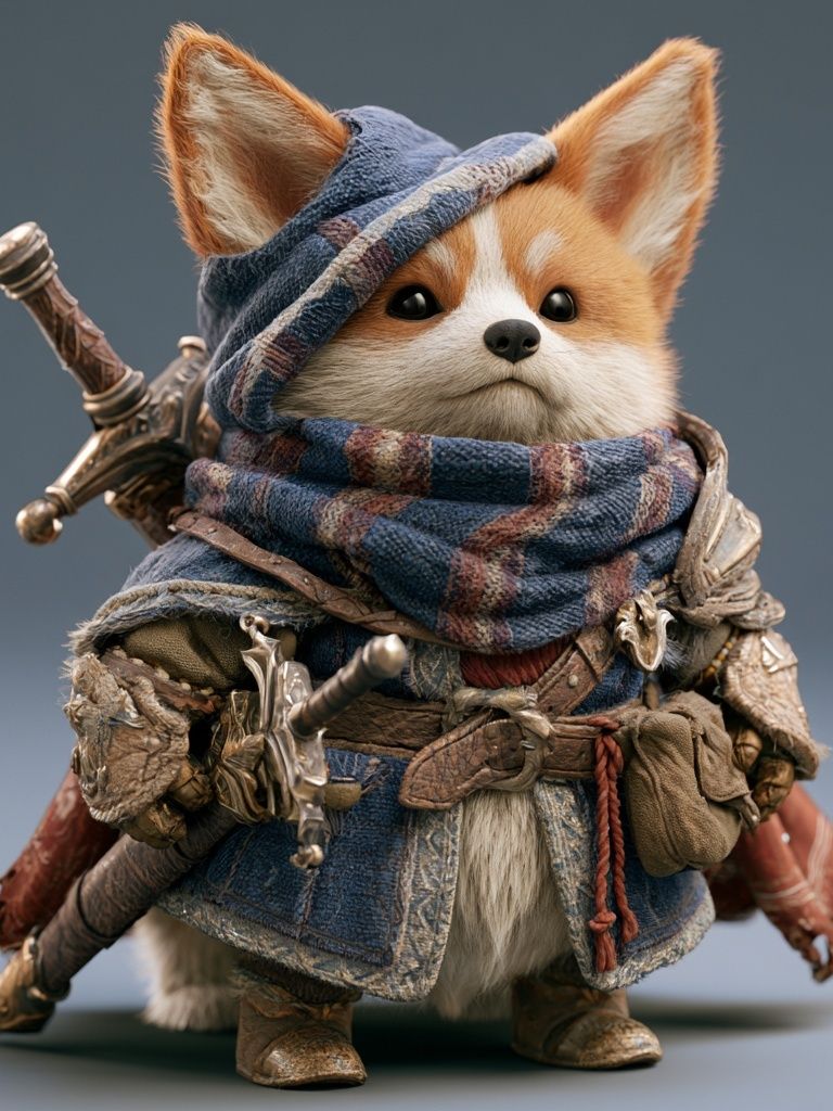 Fantasy Fox Warrior Illustration Poster. poster — illustration art