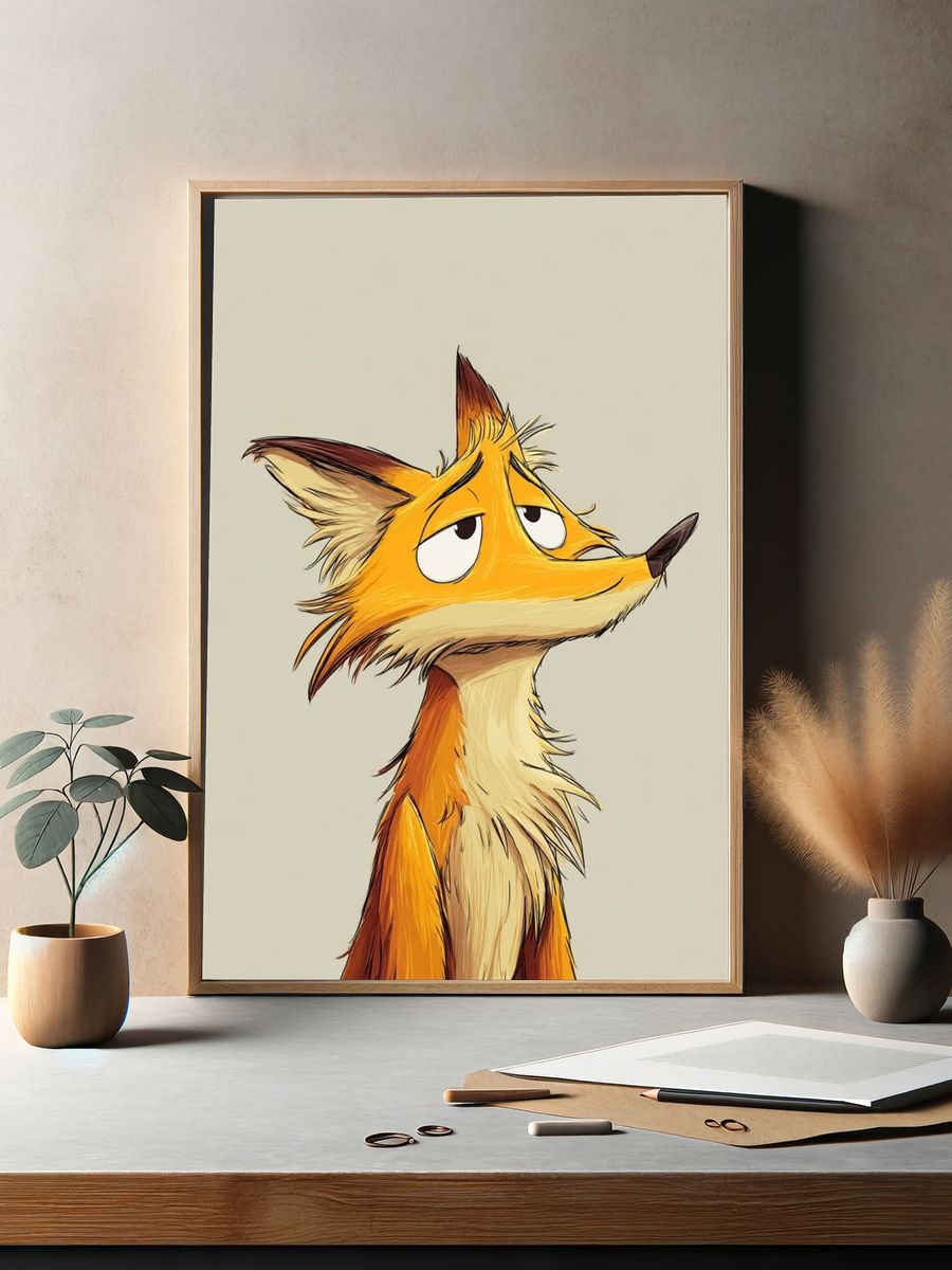 Fox Portrait Illustration Poster. — room view 2