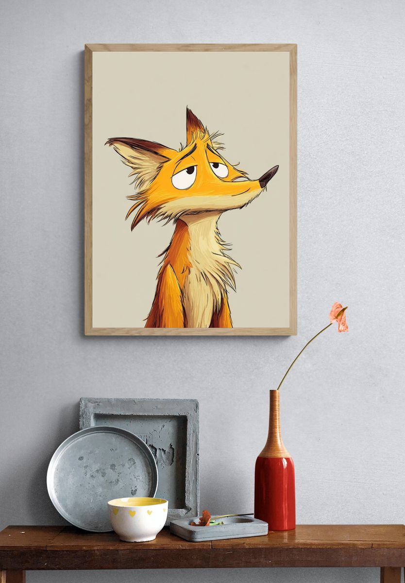 Fox Portrait Illustration Poster. — room view 3