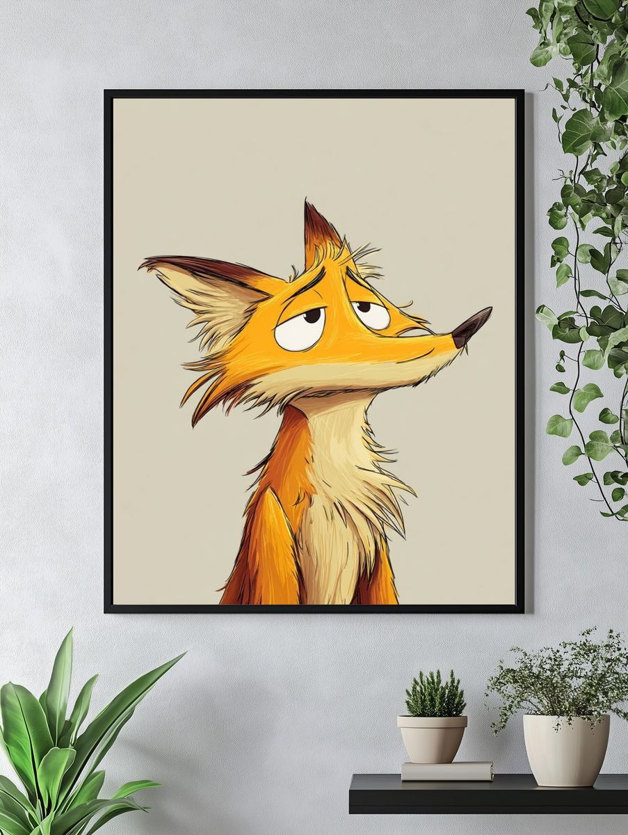 Fox Portrait Illustration Poster. — room view 4