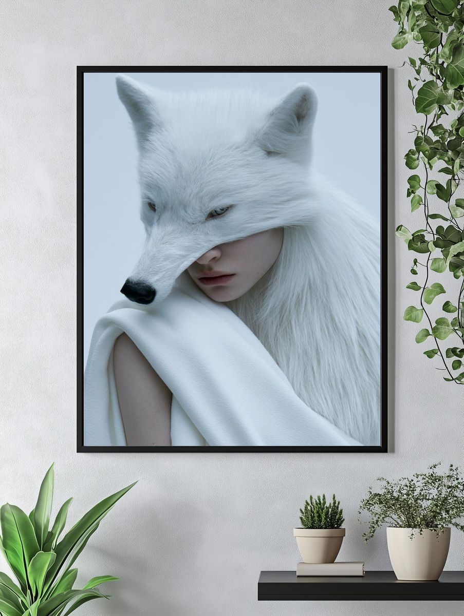 White Fox Portrait Print. — room view 4
